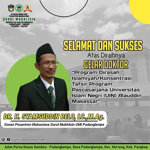 Ucapan selamat atas diraihnya gelar doktor